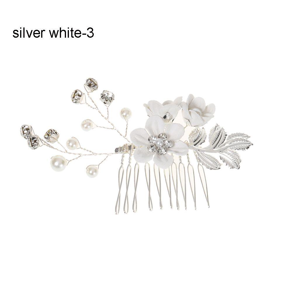 Романтическое Свадебное Украшение для Волос Невесты Листья Тиара Гребни для Волос Свадебные Заколки Синий Белый Цветок Заколка для Волос