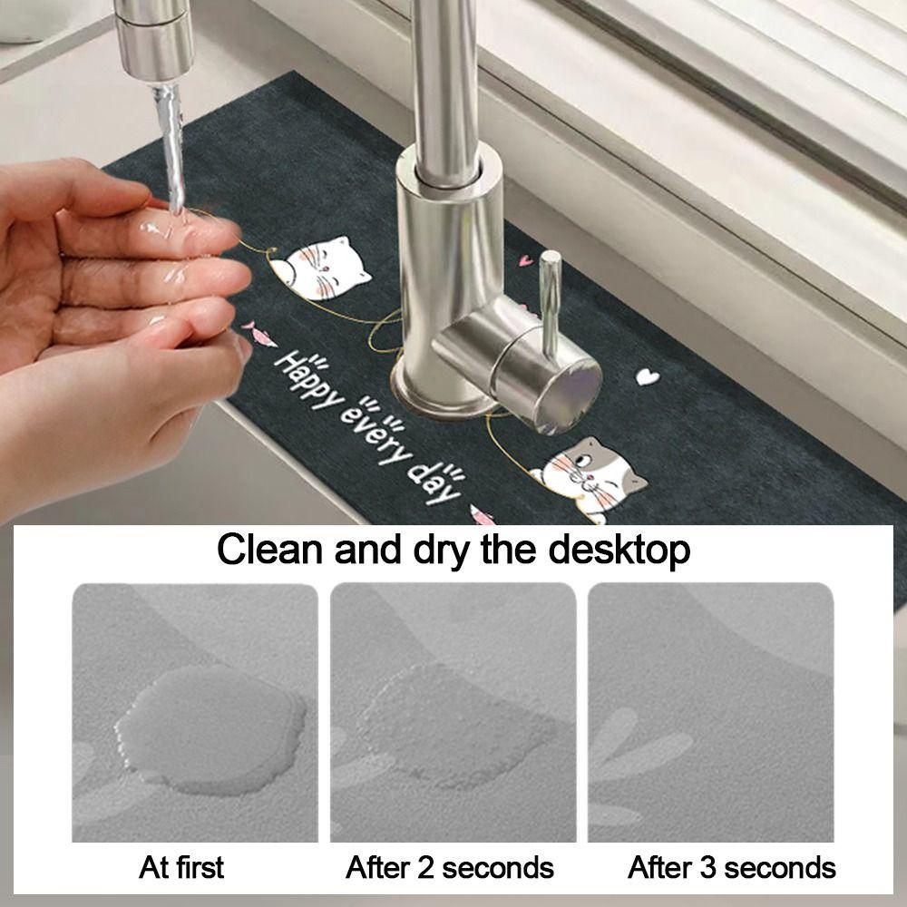 Diatomite Faucet Draining Mat Splash-proof Quick Dry Non-Slip Absorbent Pad Convenient Sink Splash Guard Rug