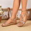 Summer Women's New Flat Bottomed Crystal Transparent Flower Sandals with Thick Soles Suitable for Outdoor Wear
