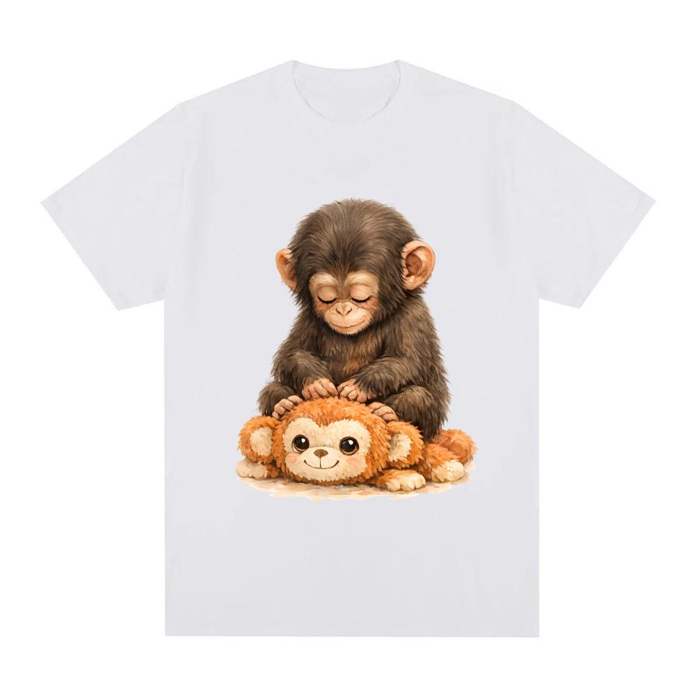 Футболка Punch Monkey с принтом японской макаки Высококачественная футболка Модная Кавайная 100% Хлопок Женская/Мужская Camisetas