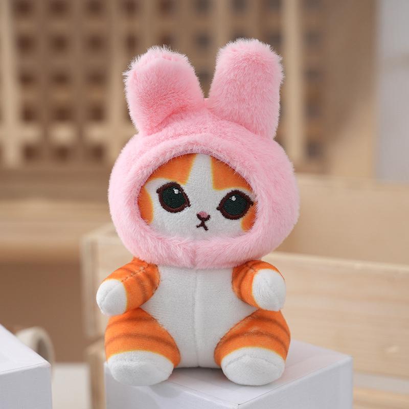 Kawaii Sanrios Crossdressing Cat Plush Doll Toy Cute Cartoon Stuffed Keychain Backpack Pendant For Kid Gifts