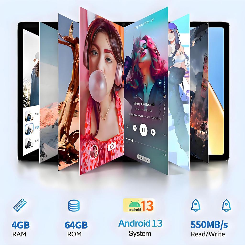BDF Планшет P90 на Android 13 10.1" 1280x800 IPS 3G/4G SIM-карта Макс. 4 ГБ ОЗУ 64 ГБ ПЗУ 5000 мАч Type-C Металлический корпус Планшетный ПК Wi-Fi