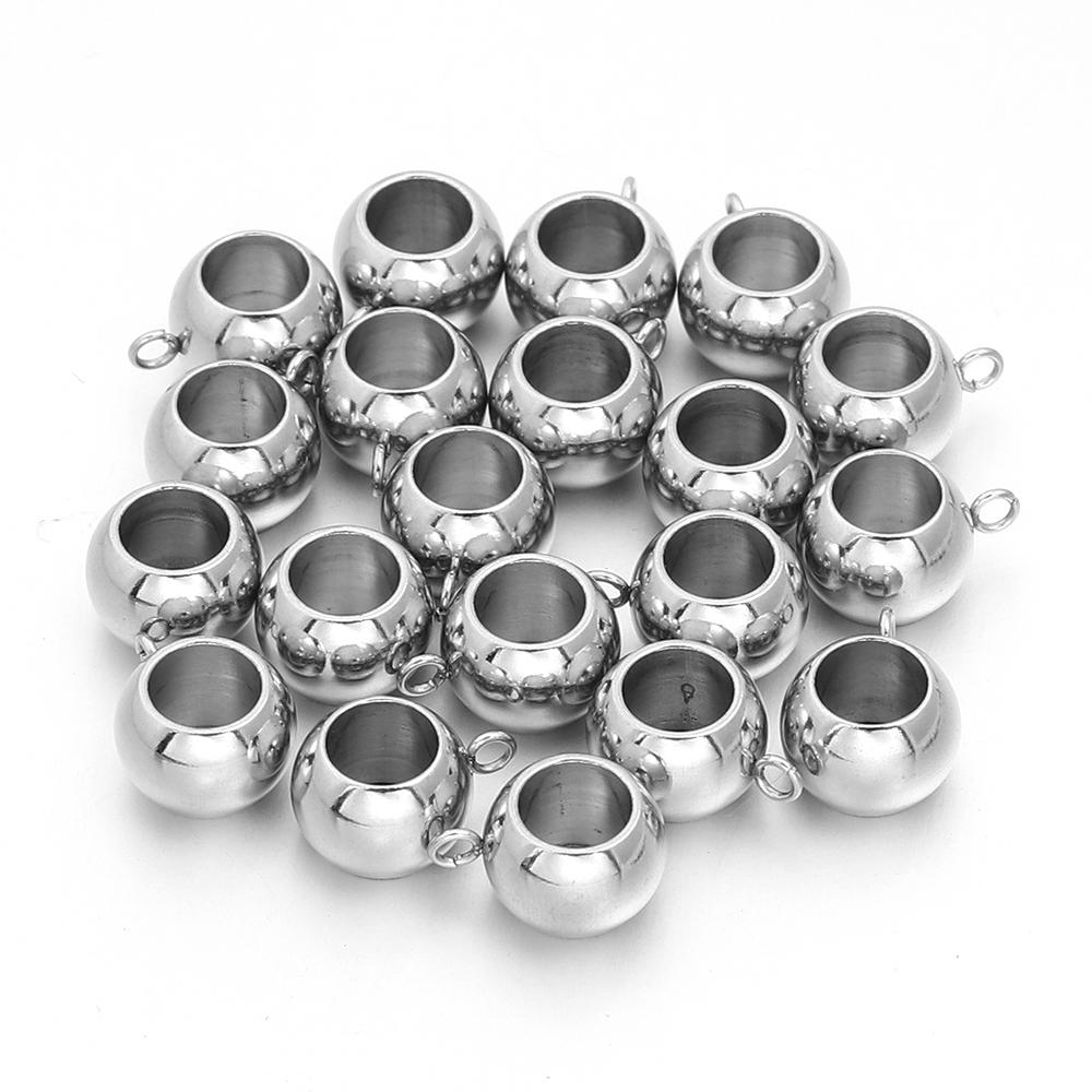 10-20pcs/lot Stainless Steel Spacer Beads Pendant Charms Clasps Bail Beads Big Hole Beads For Jewelry Making DIY Accessories
