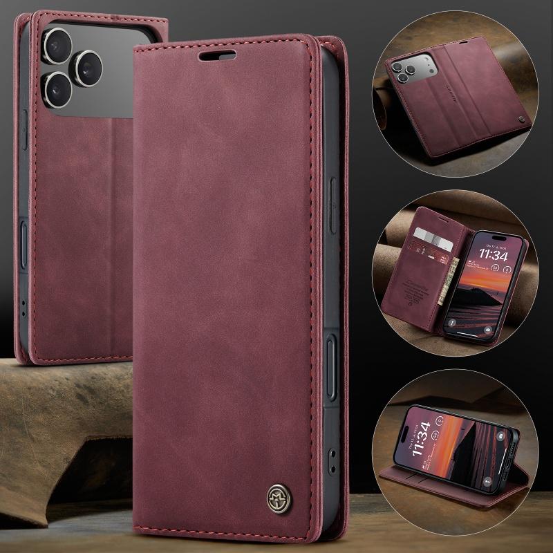 CaseMe Ретро Магнитный Флип Чехол из ПУ Кожи для iPhone 17 Air 17 Pro 16 15 14 13 12 11 XS XR 8 7 6S 5 SE Кошелек Чехол для Телефона Coque