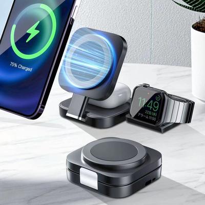 3 в 1 миниатюрная складная беспроводная зарядная подставка для iPhone 15 14 13 12 Pro Max Watch 8 7 держатель магнитная станция быстрой зарядки