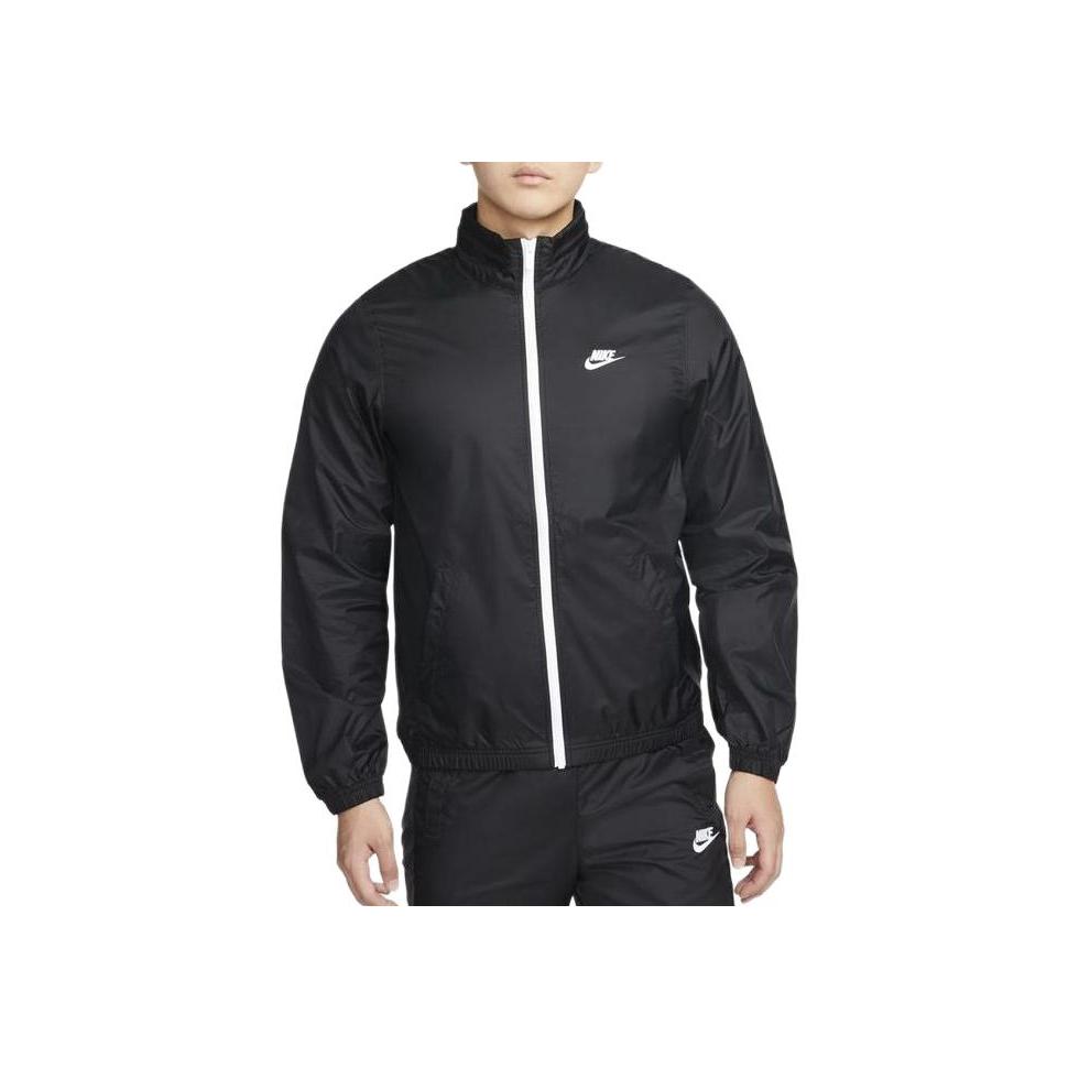 Nike Алфавит воротник-стойка застежка-молния длинный рукав эластичный пояс повседневный спортивный костюм мужской спортивная одежда черный DR3338-010
