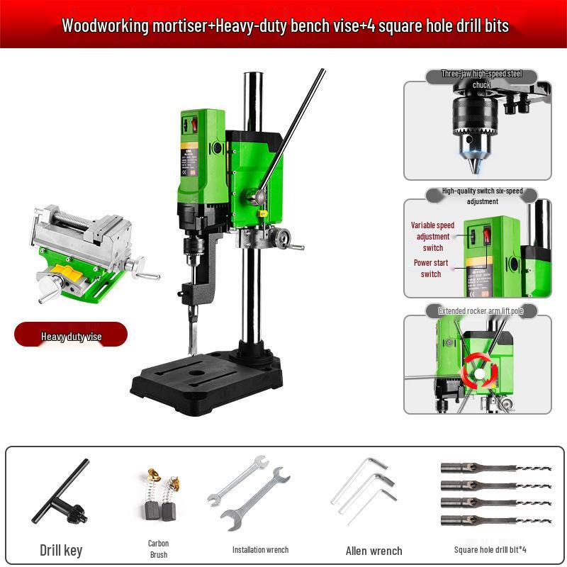 Woodworking Mortiser & Tenon Machine with Square Hole Drill Bit for Solid Wood