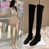 Knee Boots Women's High-heeled Boots Elastic Boots Long Boots Khaki Boots Suede Boots Autumn and Winter Velvet High Boots