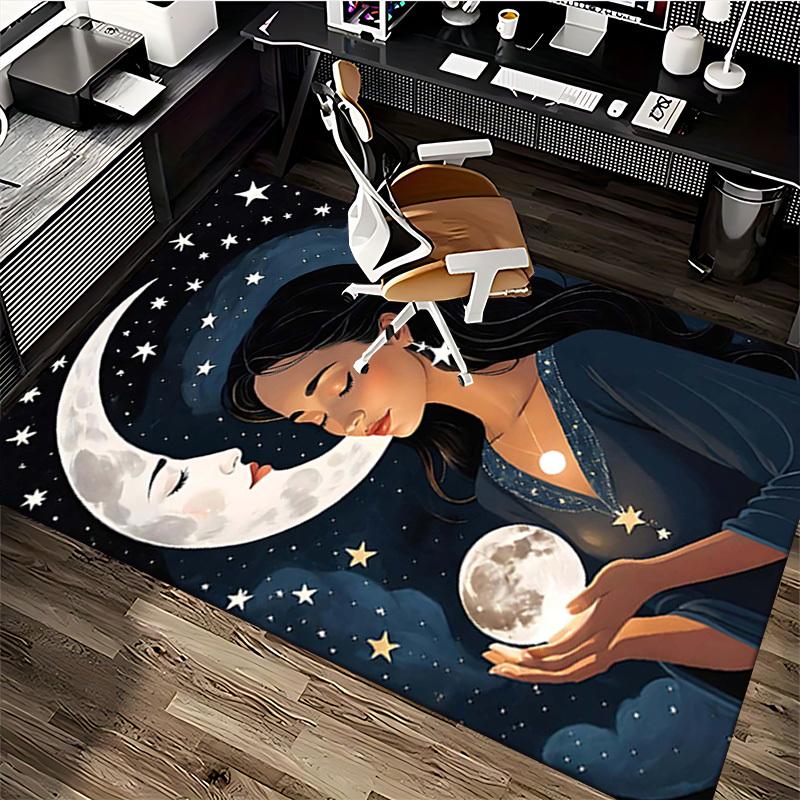 1pc Moonlit Elegance: Celestial Starry Night Office Chair Mat - Perfect for Festive Gifts and Seasonal Decorations.P077