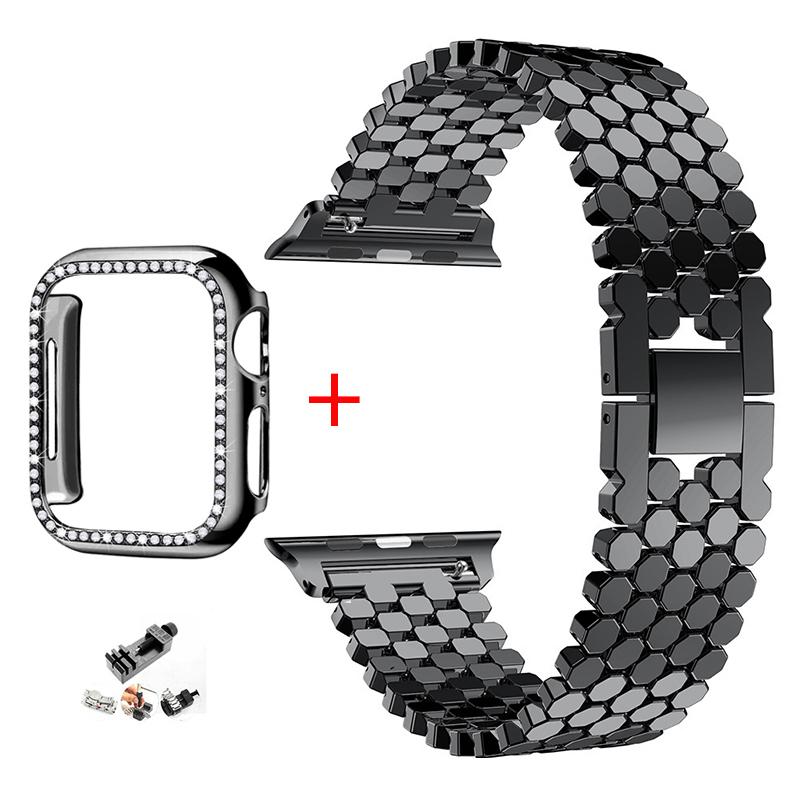 Роскошный стальной ремешок-браслет для Apple Watch, ремешок 44 мм, 40 мм, 42 мм, 38 мм, 41 мм, 45 мм для iwatch series7 6 SE 5 4 3 2 1, металлический ремешок для часов