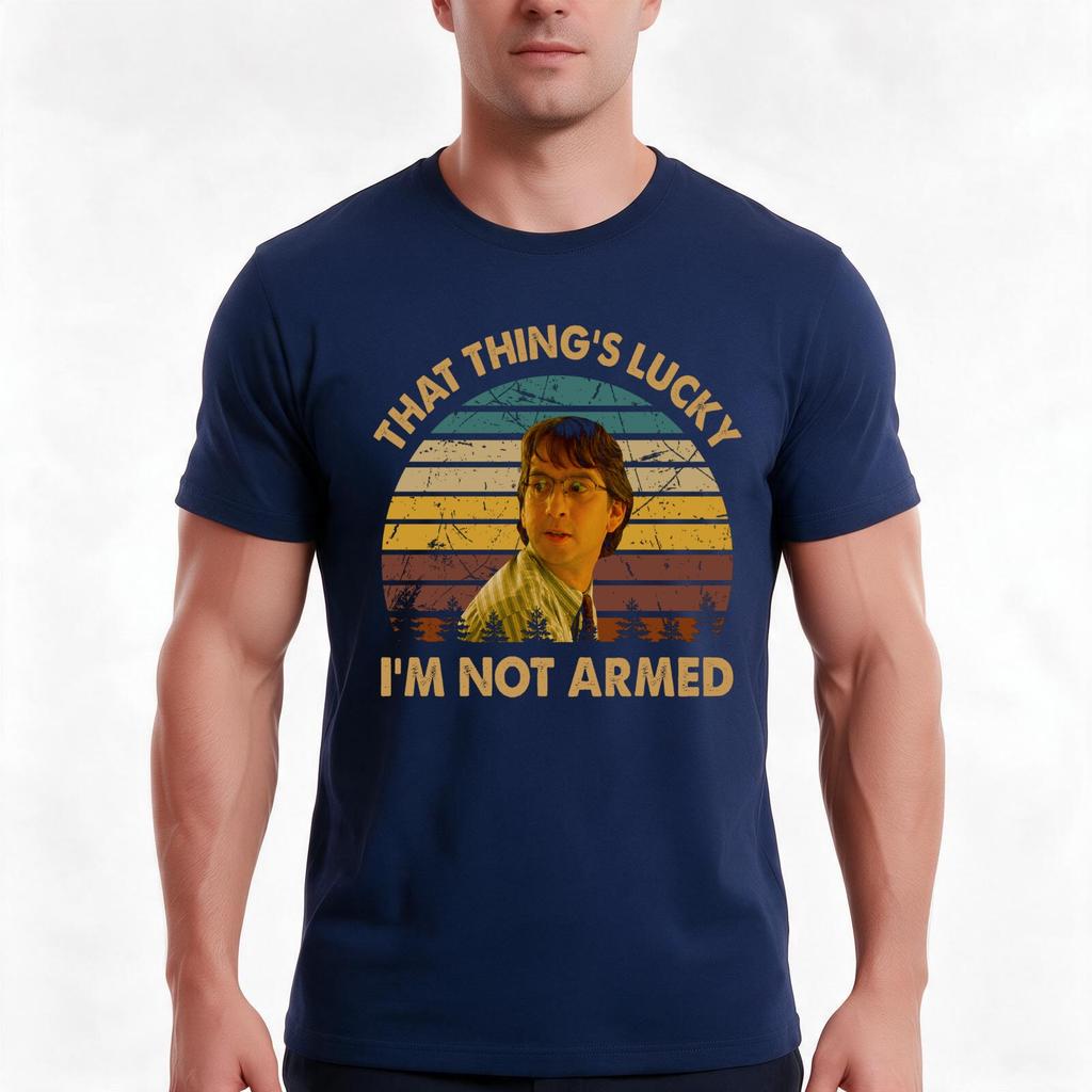That Things Lucky Im Not Armed Michael Unisex Tshirt Summer Casual Cotton Tee Oversized Streetwear Tops Vintage Graphic Print
