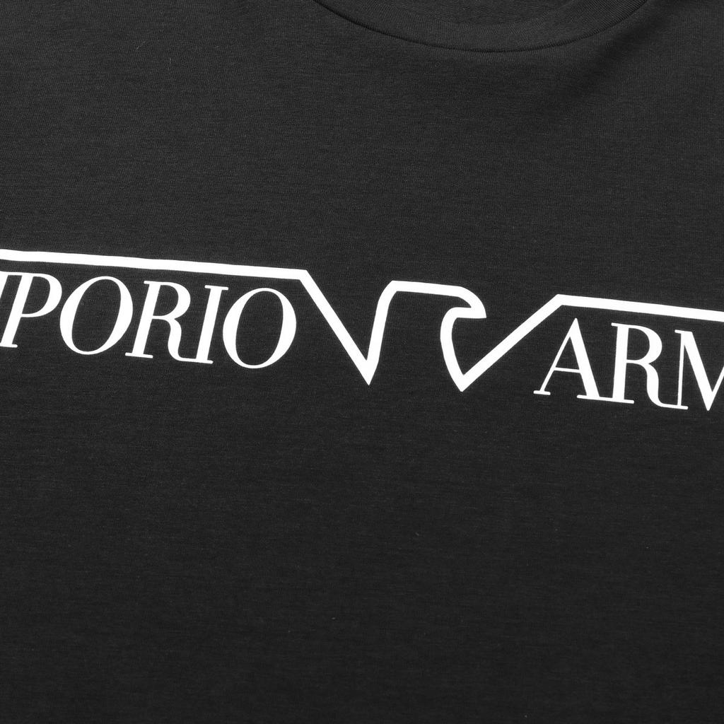 Emporio Armani FW24 Спортивный костюм с принтом-буквами, круглым вырезом, длинным рукавом, повседневный, мужской, Черный 112033-4F516-00020