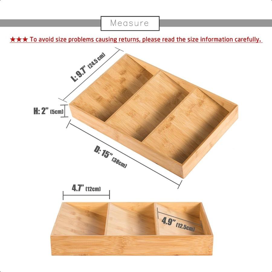 3Tier Bamboo Drawer Spice Rack Wooden Kitchen Cabinet Spice Organizer Spice Jar Holder Medicine Health Care Vitamin Bottles Sto