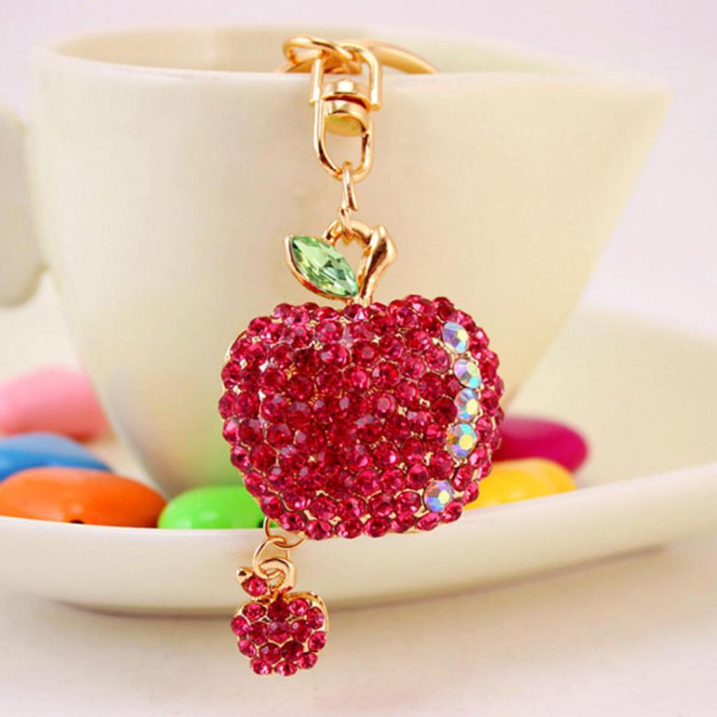 Милый брелок из сплава в форме яблока со стразами разных цветов