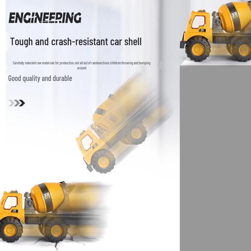 Большой набор детских инженерных машин: Инерционный миксер, Самосвал, Кран, Экскаватор, Бульдозер