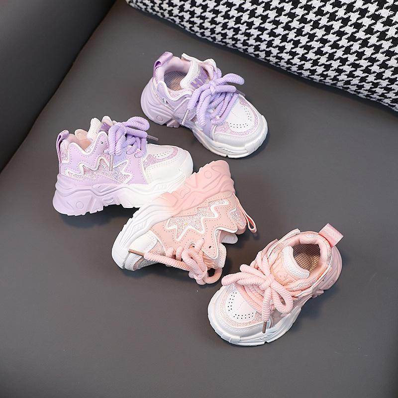 Children's Dad Shoes Spring New Model Girls' Non-Slip Soft Sole Sneakers Toddler Girls' Running Shoes Trendy