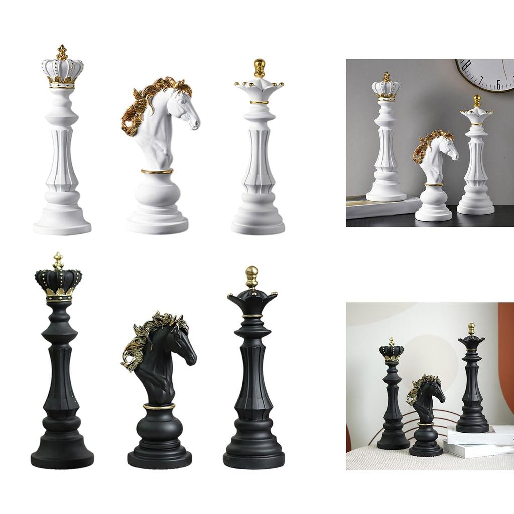 Decorative Chessmen Ornaments Resin Miniatures Objects for Room Bookshelf Cabinet Table Decoration