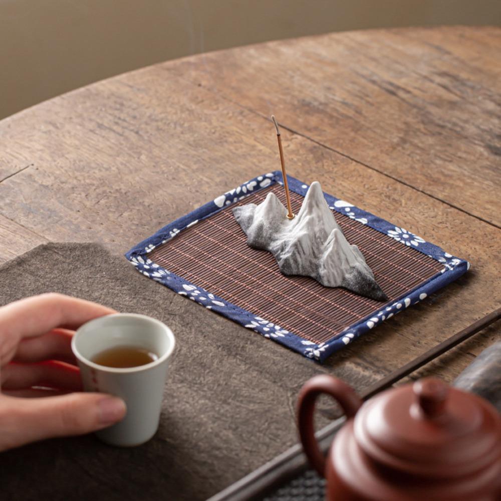 4PCS Square Tea Mat Bamboo Mug Pads Placemat Table Mat  Kitchen
