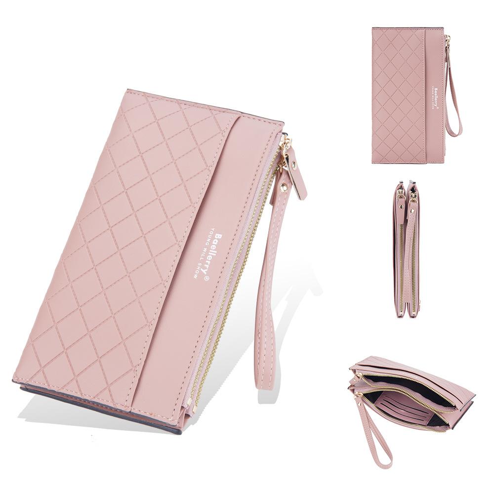 Baellerry Women's Long Purse Multifunctional Wallet Multi-card Slots Billfold Double Zipper Clutch Bag Pu Leather Cell Phone Bag