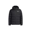 Solid Color Logo Print Zip-Up Hooded Down Jacket Men Outerwear Black HZ2597