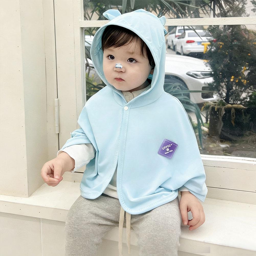Summer UV Protection Ice Silk Hooded Cape Sun Protection Jacket Clothes for Boys Girls Versatile Lightweight Outdoor Sun Shield