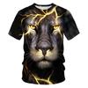 Summer Men's T-shirt 3D Print Tees Tiger Lion Loose Round Neck Short Sleeve Tops Men Clothing