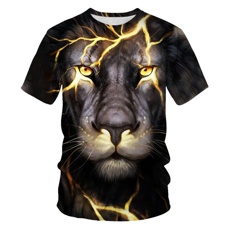 Summer Men's T-shirt 3D Print Tees Tiger Lion Loose Round Neck Short Sleeve Tops Men Clothing