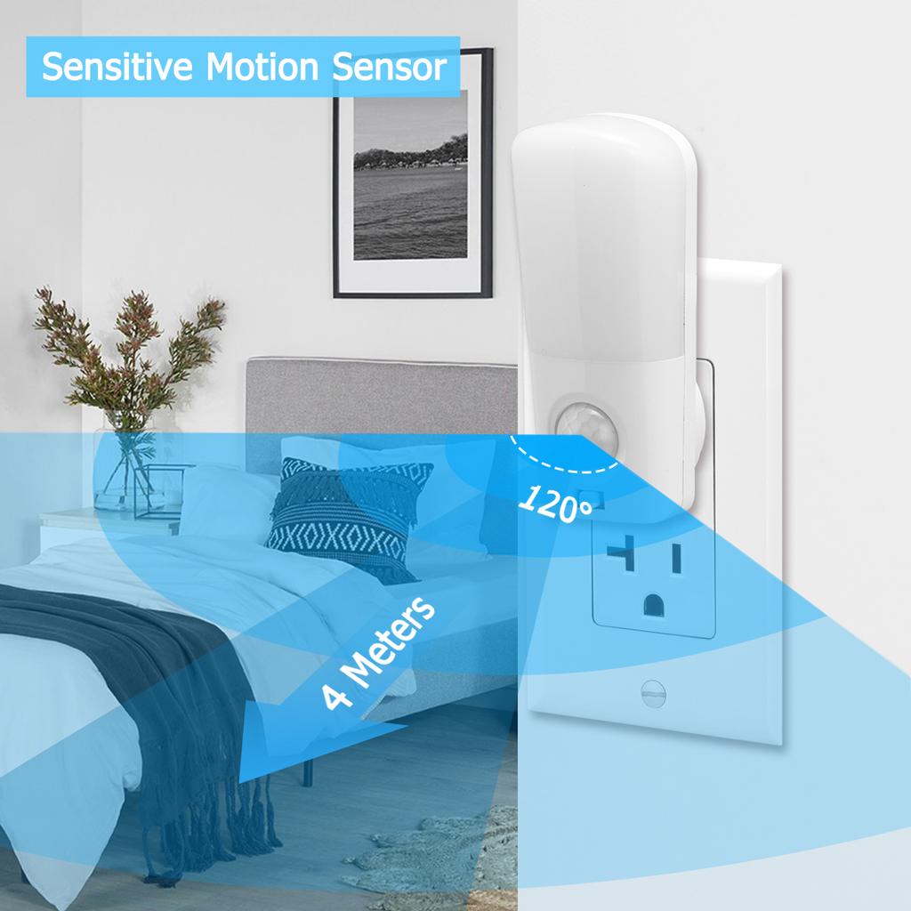 Оптовая цена завода 1 Вт 3000 К 5000 К PIR датчик движения США, ЕС, Великобритания, настенный светодиодный ночник для детей