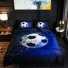 Blue Football Three-Piece Quilt Cover 3D Digital Printing Bedding Set D Bed Cover