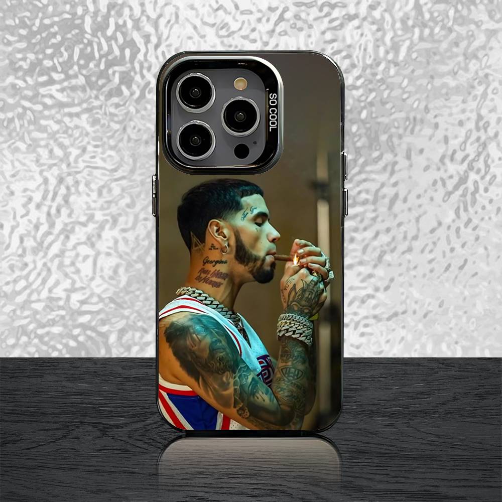 Чехол для телефона A-Anuel AA Rapper для iPhone 16,15,14,13,12,11,Pro,Max,Plus,Mini,SE Черный Конфетный Матовый Ударопрочный Чехол