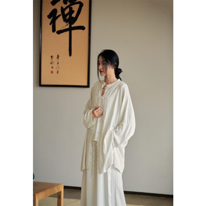Spring and Autumn Cotton Linen Women's Plus Size Soft Floating Zen Tea Clothes Sunscreen Cardigan Shirt Jacket