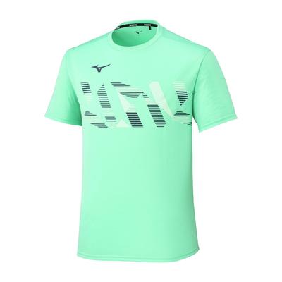 Mizuno Игровой комплект для настольного тенниса, короткая футболка JTTA Biscay Green, рукав, сертифицированный, влагоотводящий, быстросохнущий, унисекс, 82JAC111,