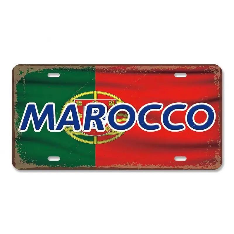 Винтажный плакат с названием страны, автомобильные лицензии, металлические жестяные знаки, Россия, Франция, Бразилия, металлическая пластина, гараж, гостиная, Ретро Настенный декор