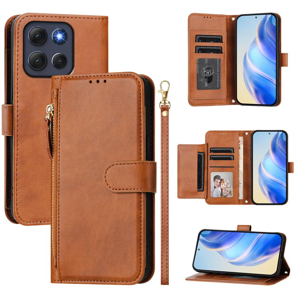For Motorola Moto G86 5G Case Zipper Pocket Multiple Card Slots Leather Phone Cover