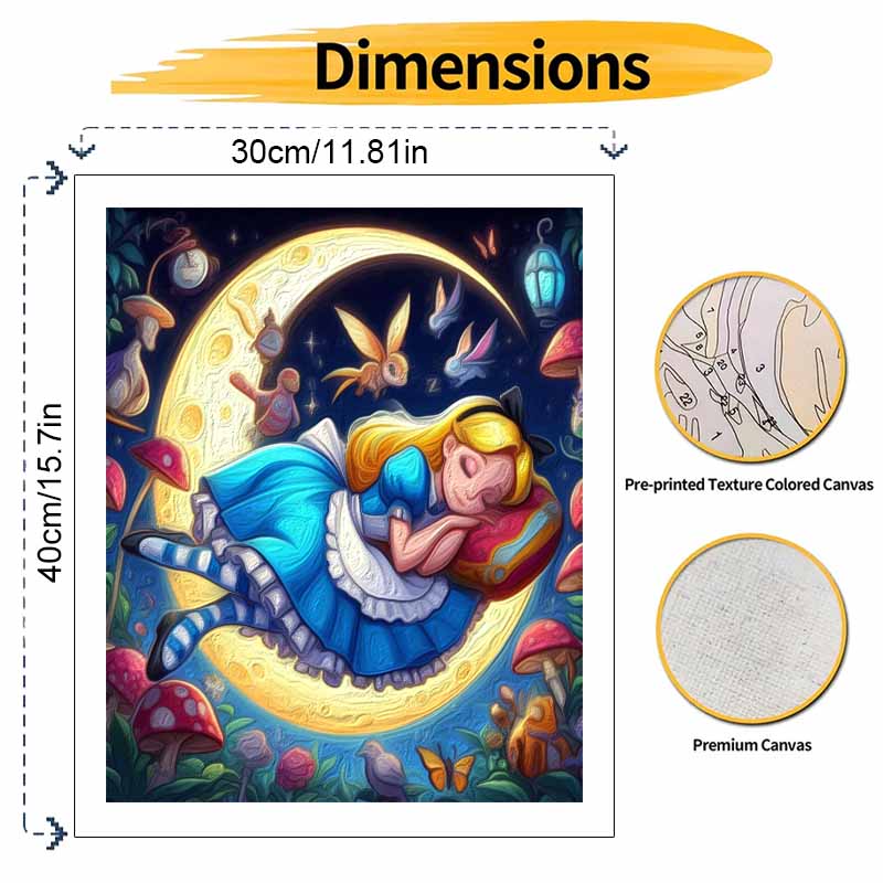 Disney oil painting art painting kit Alice sleeping moon handmade diy gift home decoration magic forest wonderland princess wall decor
