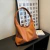 Simple Fashion Single Shoulder Tote Bag Set Soft Leather Solid Color Large Capacity Shopping Tote Bag for Women