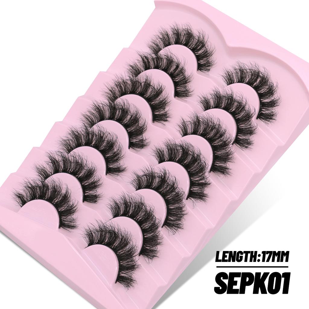 Xiaomi GROINNEYA Cat Eye Fluffy lashes Faux Mink Eyelashes Long 5/7 Pairs Fluffy Mink Lashes Dramatic Volume lashes Extension Makeup