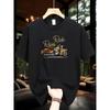 Men's Summer 100 Cotton Fashionable Casual Loose Large Size Classic Motorcycle Pattern Printed Round Neck Short Sleeve T-shirt
