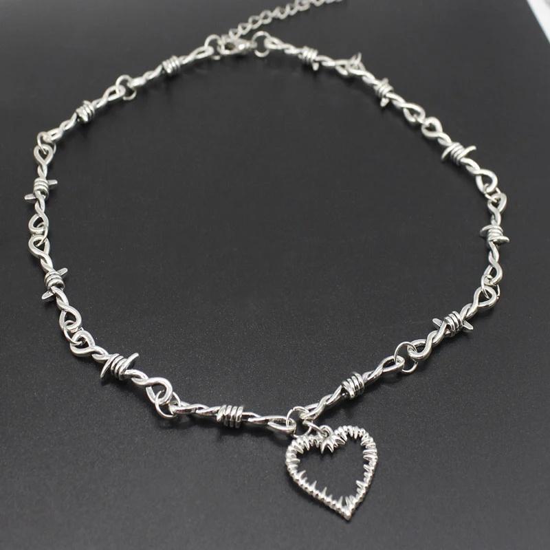 Новое ожерелье из крошечной проволоки с шипами, железное ожерелье унисекс, женское ожерелье в стиле хип-хоп, готический панк, колючая проволока, маленькая цепочка с шипами, подарок