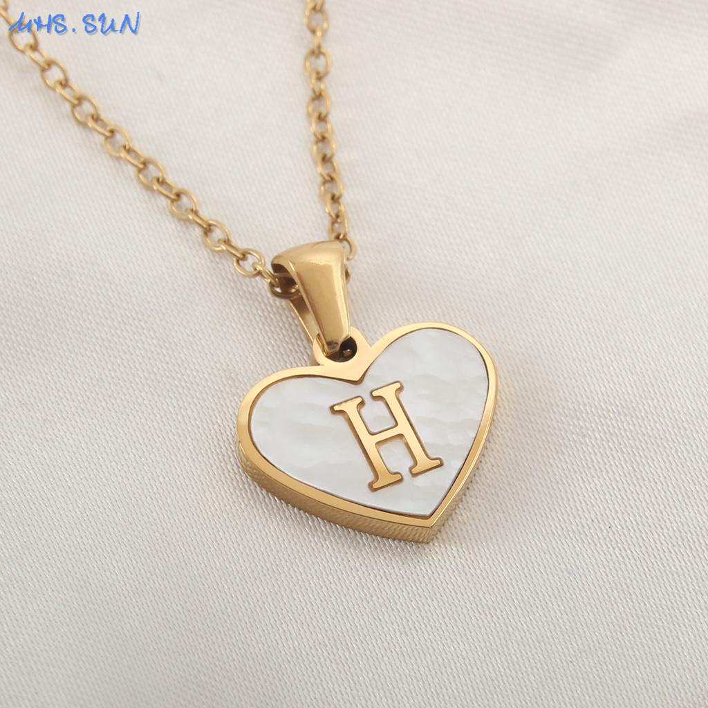 MHS.SUN Stainless Steel Heart Initial Necklace for Women Girls Gold Plated A-Z 26 Letter Pendant Choker Jewelry Birthday Gifts