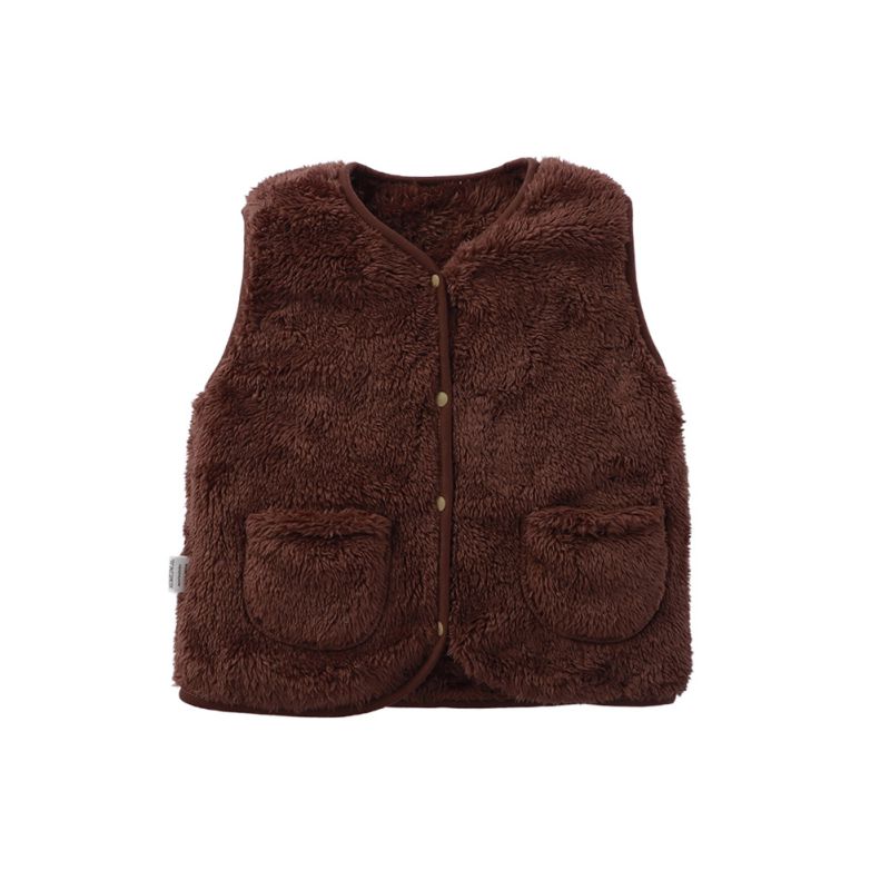 Детский теплый флисовый жилет без рукавов на пуговицах для детей 1-5 лет
