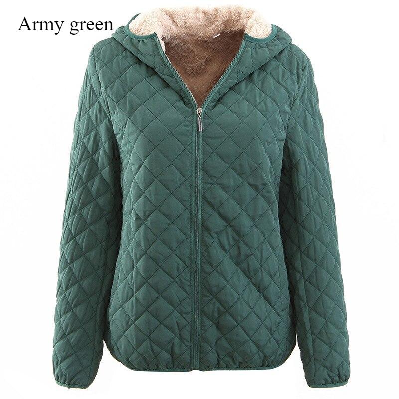 Women's Fashion Solid Color Wool Hooded Coat Warm Thick Cotton Close-fitting Casual Slim Jacket Large Size Tops