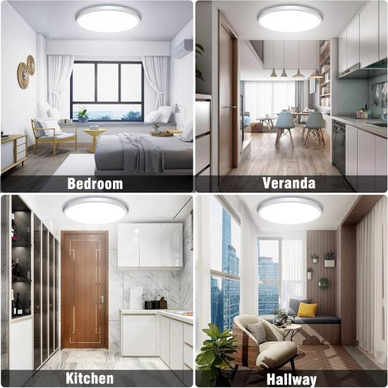 Потолочный светильник с датчиком движения, проводной - 12-дюймовый потолочный светильник со встроенным монтажом, активируемый движением - 24 Вт светодиодный потолочный светильник для кладовой, коридора, крыльца,