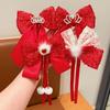 Милая красная лента-бантик для детей, заколка для волос Kawaii, годовая заколка для женщин и девочек, изысканные аксессуары для волос, подарки