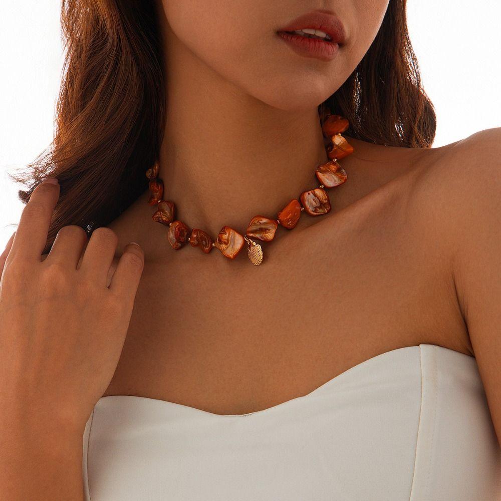 Bohemian Starfish Beaded Necklace Sea Series Shell Beaded Chain  Women