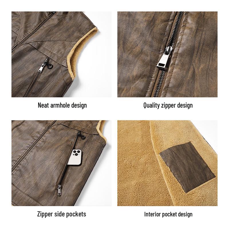 MIIOW Мужской теплый кожаный жилет