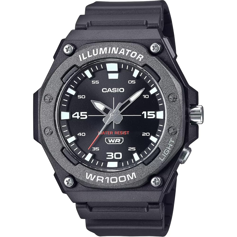 Casio Стандартные аналоговые кварцевые часы MW-620H-1AV Мужские Черные со светодиодной подсветкой