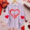 Женская повседневная модная блузка с длинным рукавом и круглым вырезом с принтом ко Дню святого Валентина