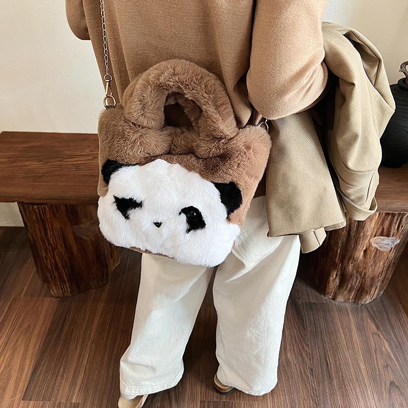 Cute Cartoon Big White Goose Bag Women's 2025 New Plush Handbag Chain Shoulder Bag Trendy Fluffy Tote Bag