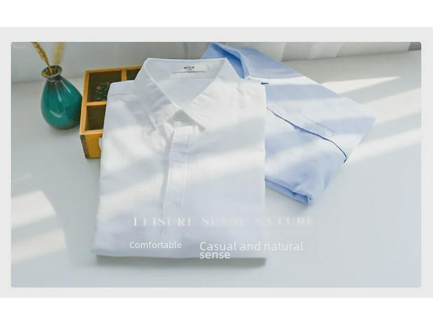 Мужская белая льняная рубашка с длинным рукавом - повседневный свободный крой, в японском стиле, дышащая хлопковая смесь